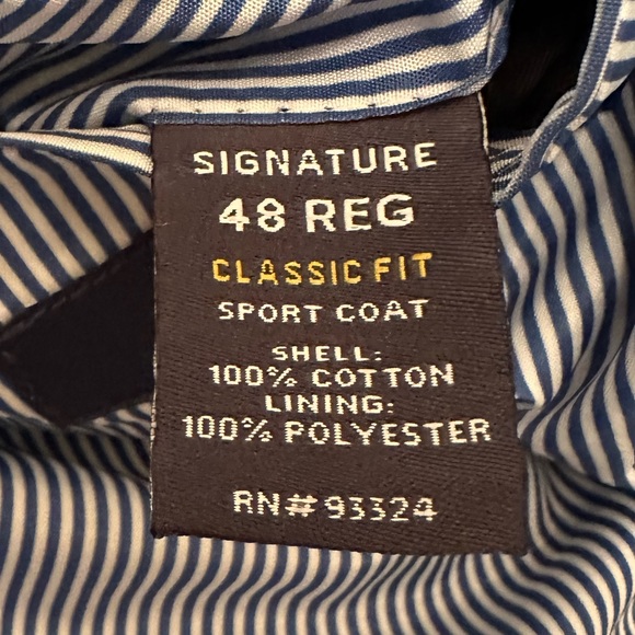 Men’s Stafford Navy blue sport coat  size 48R - Picture 8 of 8
